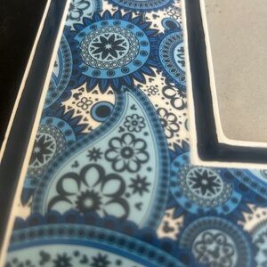 Blue Paisley Patterned Ceramic Tile